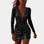 Cocktailjurk met Paillettenpatroon - CB - Dresses - Jurkjes.co