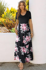 Contrasterend Bloemen Empire Maxi-Jurk - Maxi Dresses - Jurkjes.co