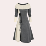 Damesjurk met Bardothals en Vetersluiting - Women Winter Dress - Jurkjes.co