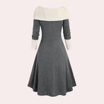 Damesjurk met Bardothals en Vetersluiting - Women Winter Dress - Jurkjes.co