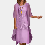 Damesjurk met Bloemenkant en Elegante Stijl - CB - Dresses - Jurkjes.co