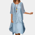 Damesjurk met Bloemenkant en Elegante Stijl - CB - Dresses - Jurkjes.co