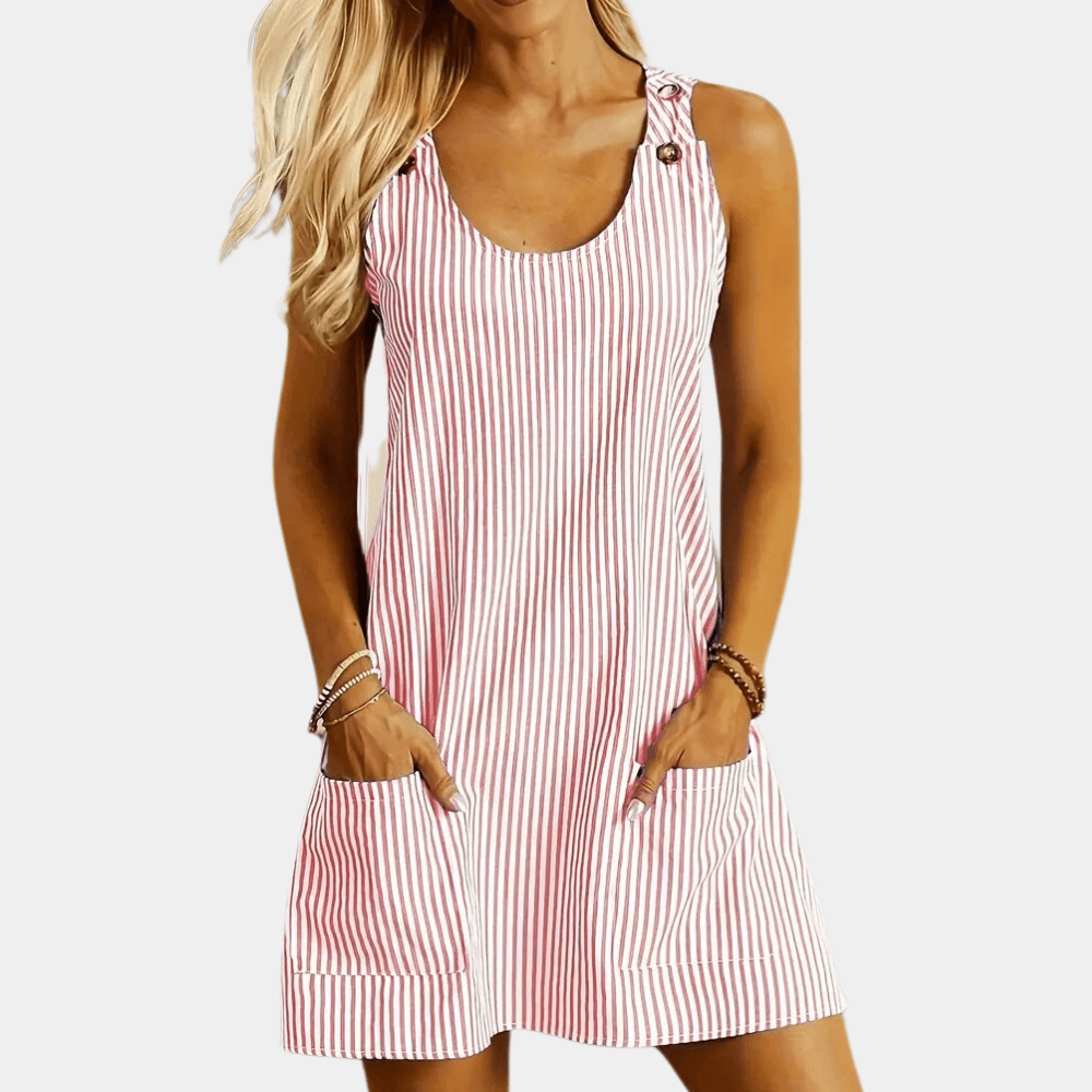 Damesjurk met Streeppatroon en Zakken - CB - Dresses - Jurkjes.co