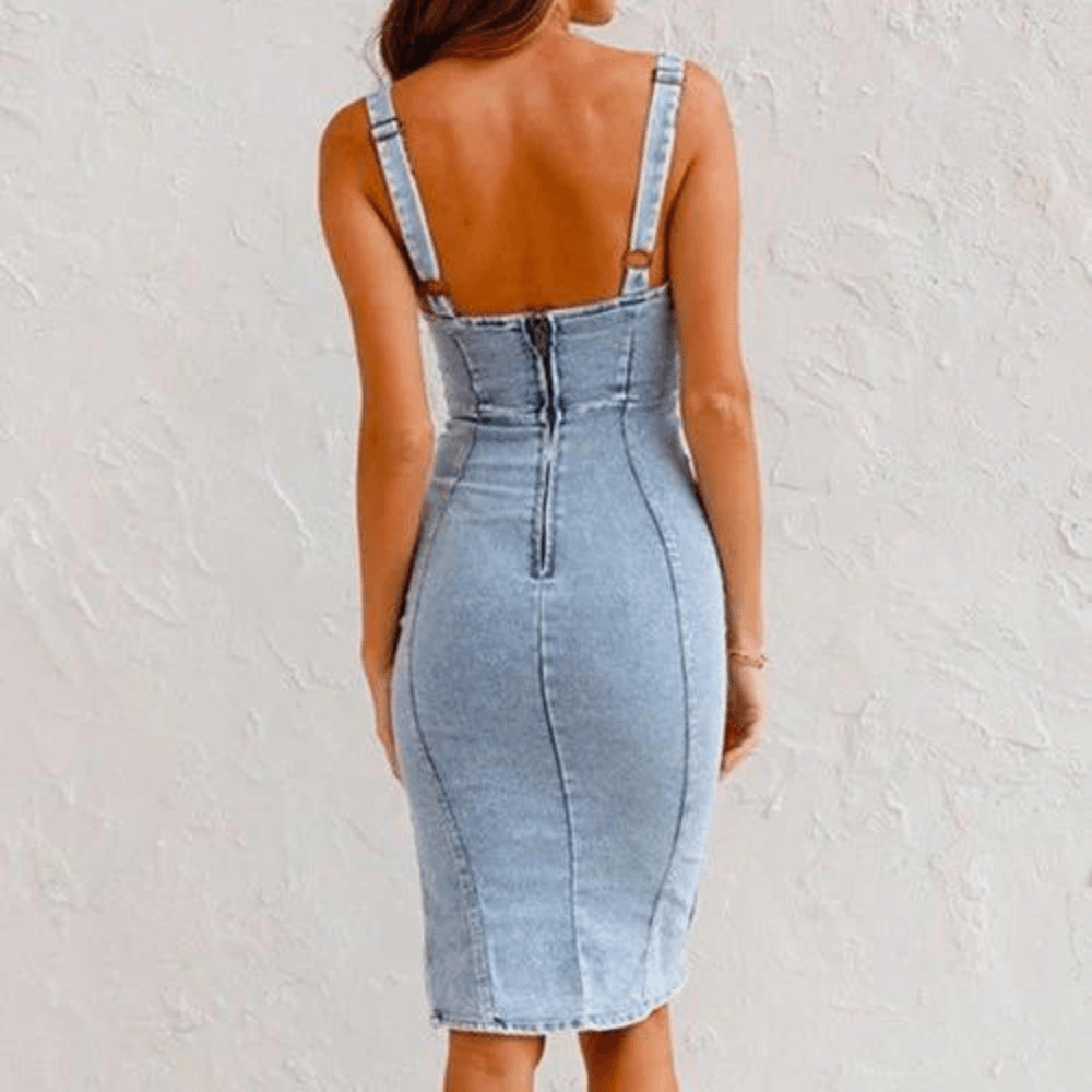Denim Jurk met Getailleerd Ontwerp - CB - Dresses - Jurkjes.co