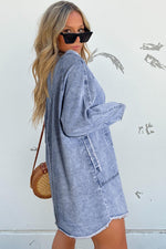 Denim Jurk met Lange Mouwen en Knoopsluiting - Mini Dresses - Jurkjes.co