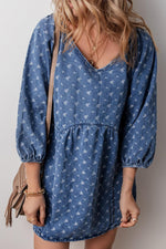Denim Jurk met Open Rug en Losse Pasvorm - Mini Dresses - Jurkjes.co