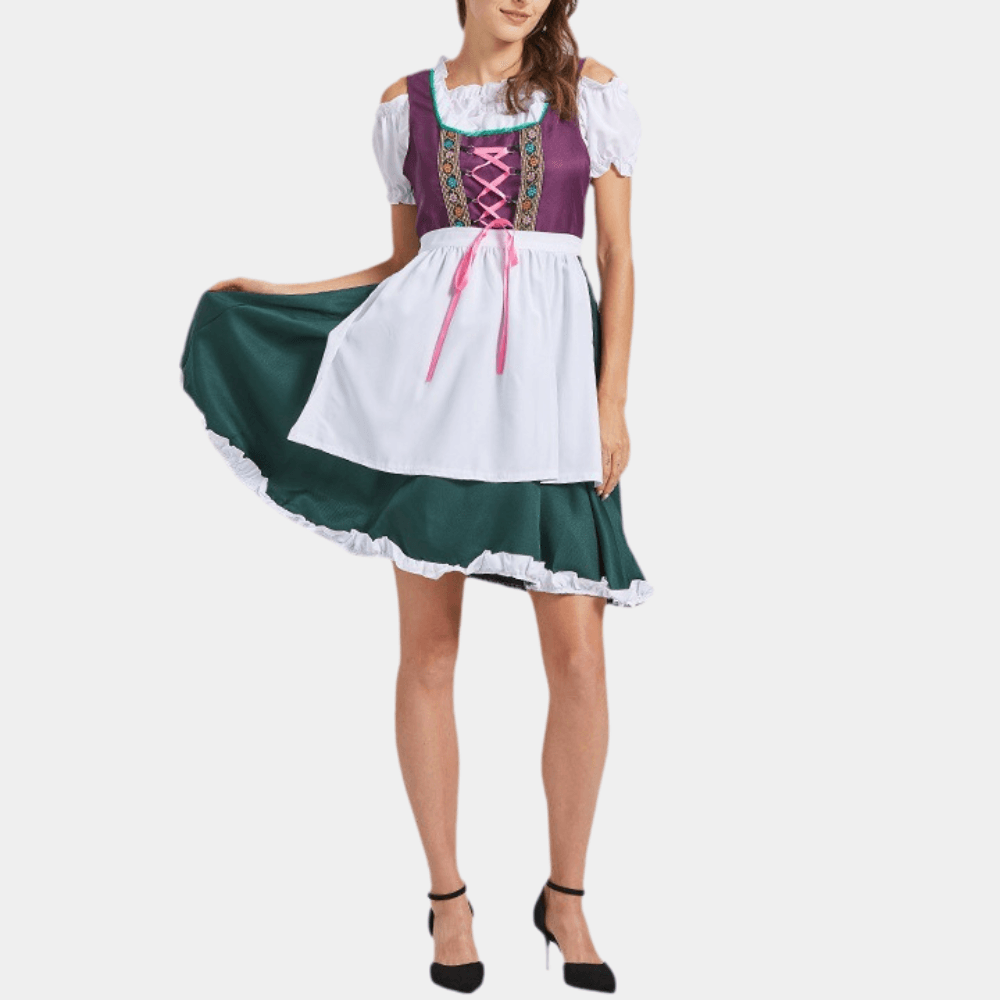 Dirndl Jurk met Borduurwerk en Veters - CB - Dresses - Jurkjes.co