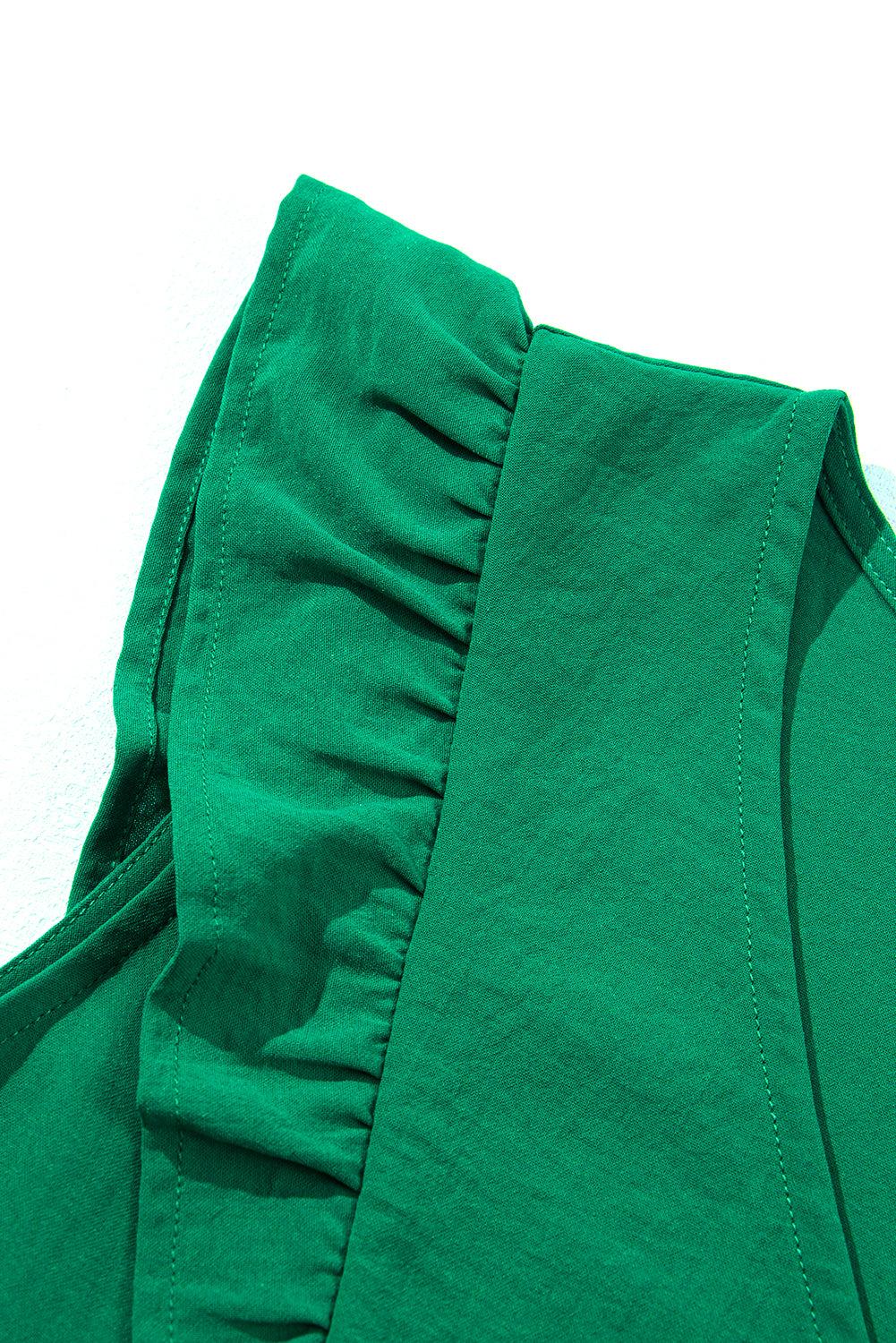 Effen Mini Jurk met Ruches en V-hals - Mini Dresses - Jurkjes.co