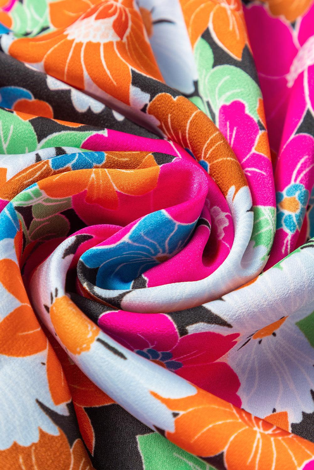 Elegante Bloemenprint Jurk met Korte Pofmouwen - Floral Dresses - Jurkjes.co