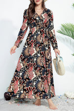 Elegante Bloemenprint Maxi Jurk met V-Hals - Maxi Dresses - Jurkjes.co