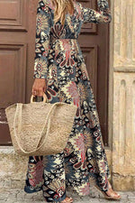 Elegante Bloemenprint Maxi Jurk met V-Hals - Maxi Dresses - Jurkjes.co