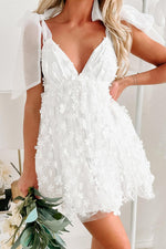 Elegante Bruidsjurk met Bloemen - Mini Dresses - Jurkjes.co