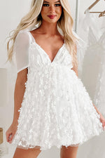 Elegante Bruidsjurk met Bloemen - Mini Dresses - Jurkjes.co