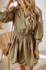 Elegante Gesmokte Mini Jurk met Kraag - Mini Dresses - Jurkjes.co