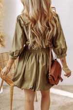 Elegante Gesmokte Mini Jurk met Kraag - Mini Dresses - Jurkjes.co