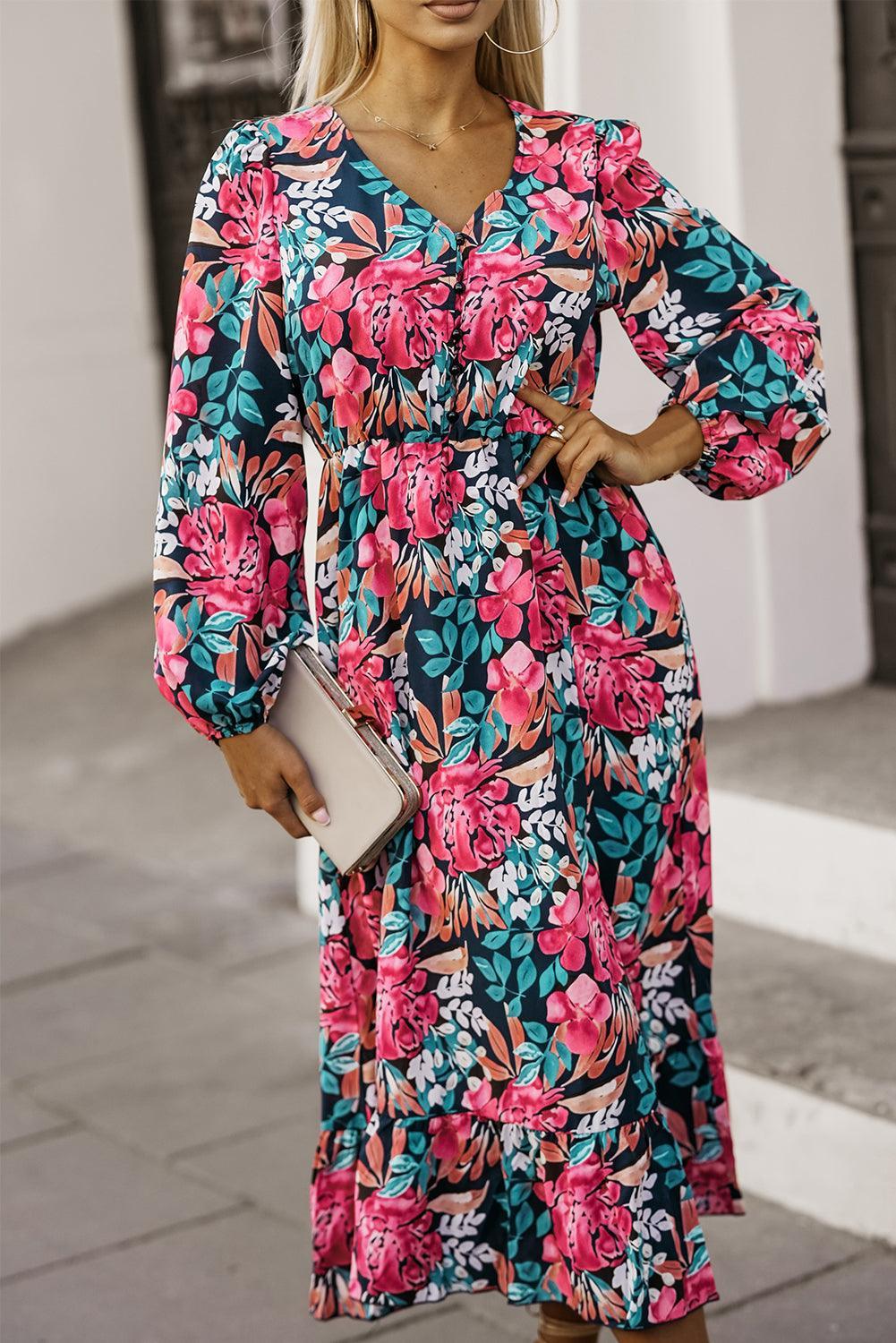 Elegante Jurk met Hoge Taille - Floral Dresses - Jurkjes.co