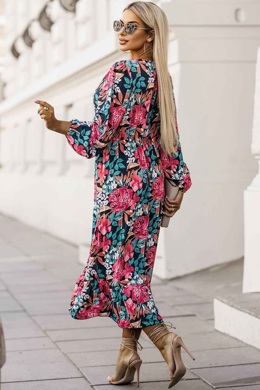 Elegante Jurk met Hoge Taille - Floral Dresses - Jurkjes.co