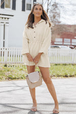 Elegante Jurk met Knopen en Taillekoord - Mini Dresses - Jurkjes.co