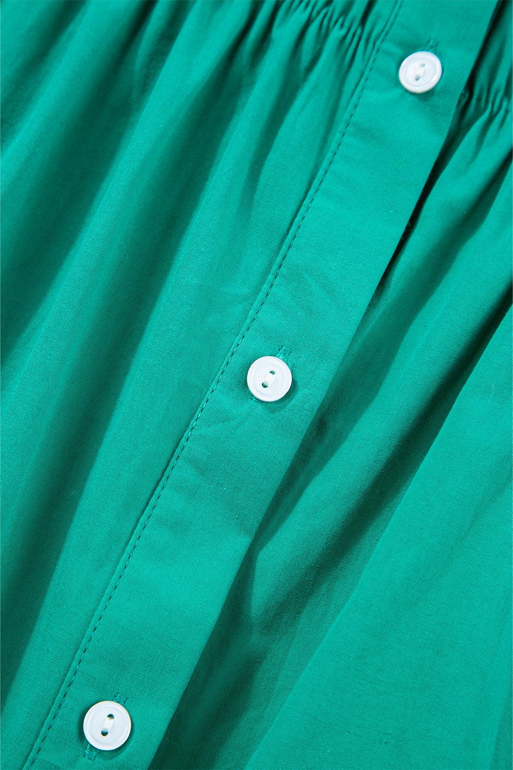 Elegante Korte Jurk met Ruches en Knoopsluiting - Mini Dresses - Jurkjes.co