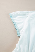 Elegante Lange Jurk met Korte Mouwen en Rickrack - Maxi Dresses - Jurkjes.co