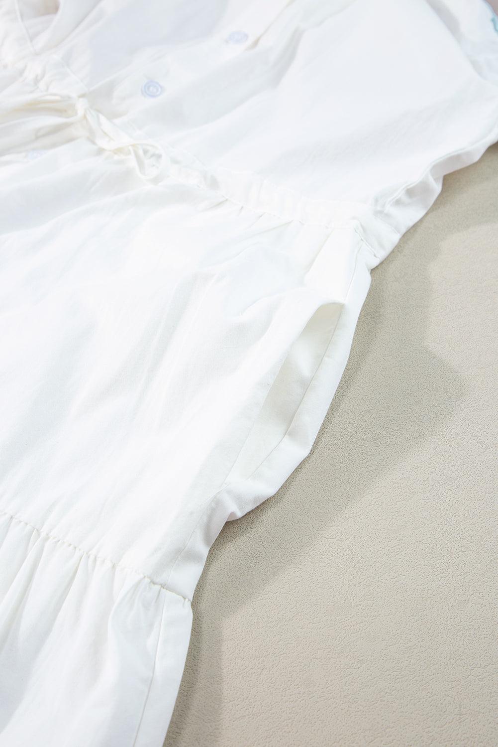 Elegante Lange Jurk met Korte Mouwen en Rickrack - Maxi Dresses - Jurkjes.co