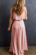 Elegante Lange Jurk met Spaghettibandjes en Split - Maxi Dresses - Jurkjes.co