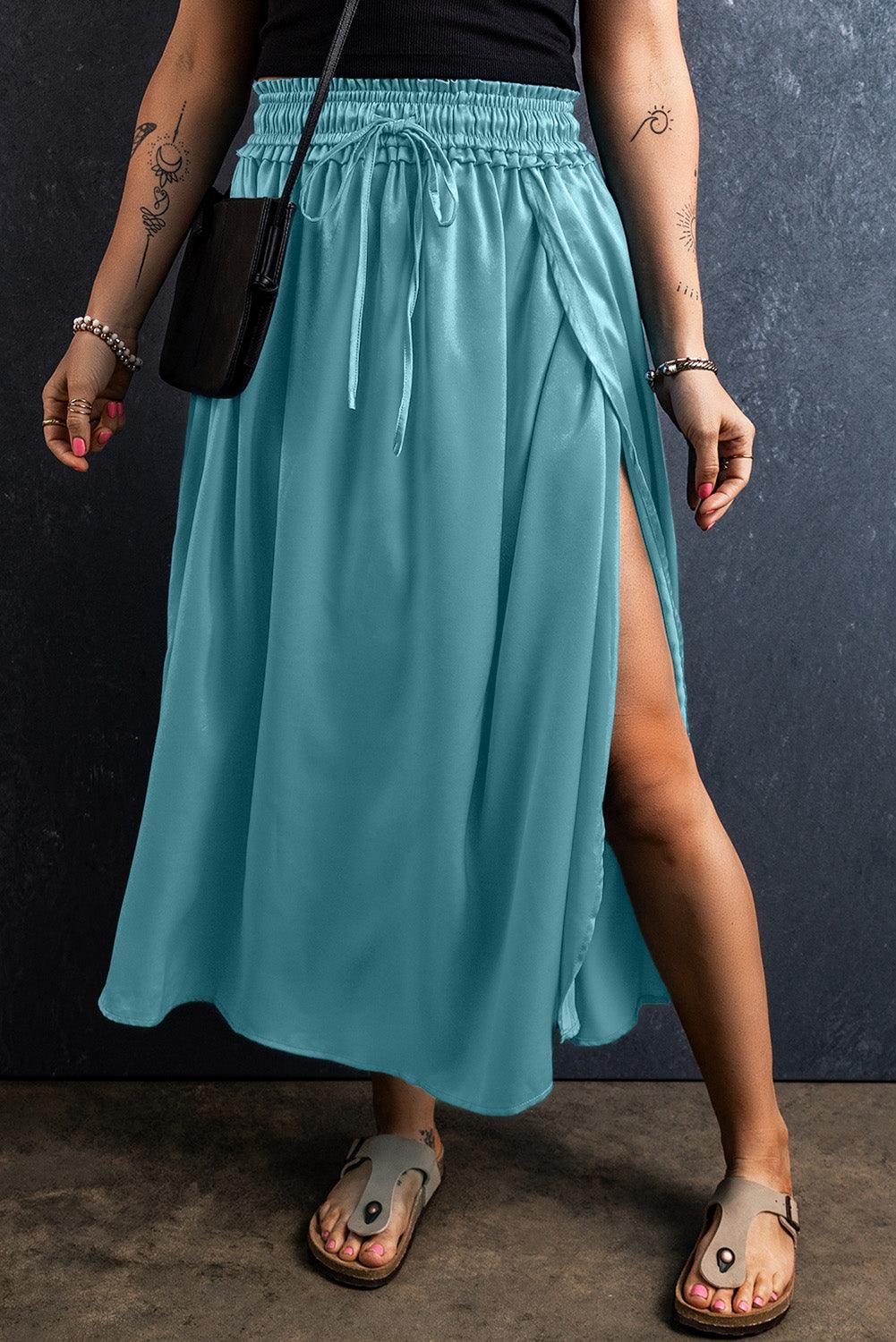 Elegante Lange Rok met Split en Koord - Skirts & Petticoat - Jurkjes.co