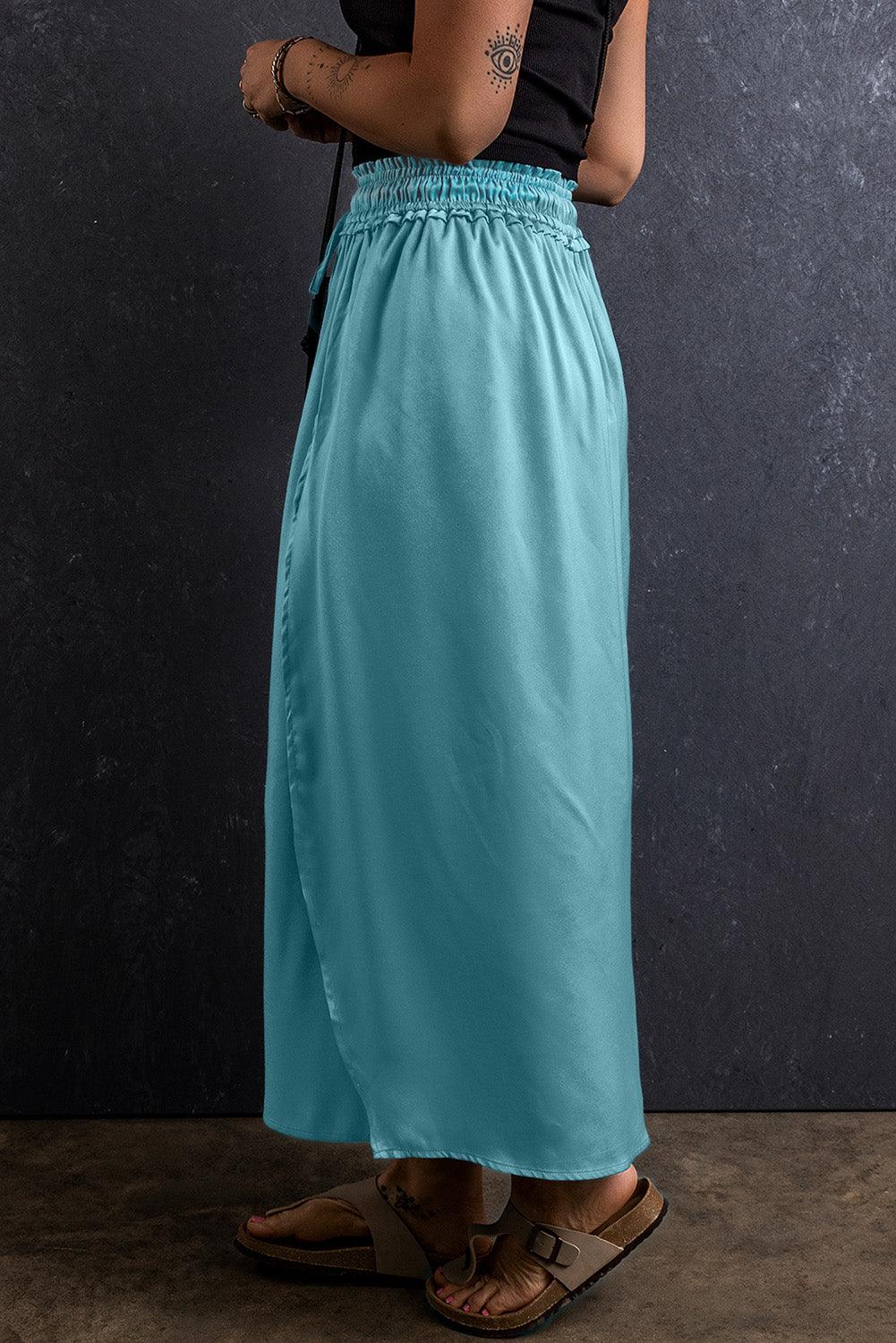 Elegante Lange Rok met Split en Koord - Skirts & Petticoat - Jurkjes.co