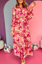 Elegante Maxi Jurk met Bloemenprint en Knoopjes - Floral Dresses - Jurkjes.co