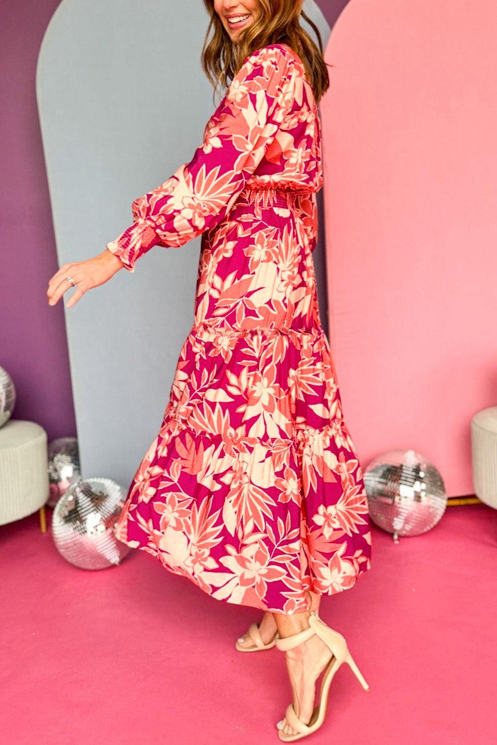 Elegante Maxi Jurk met Bloemenprint en Knoopjes - Floral Dresses - Jurkjes.co