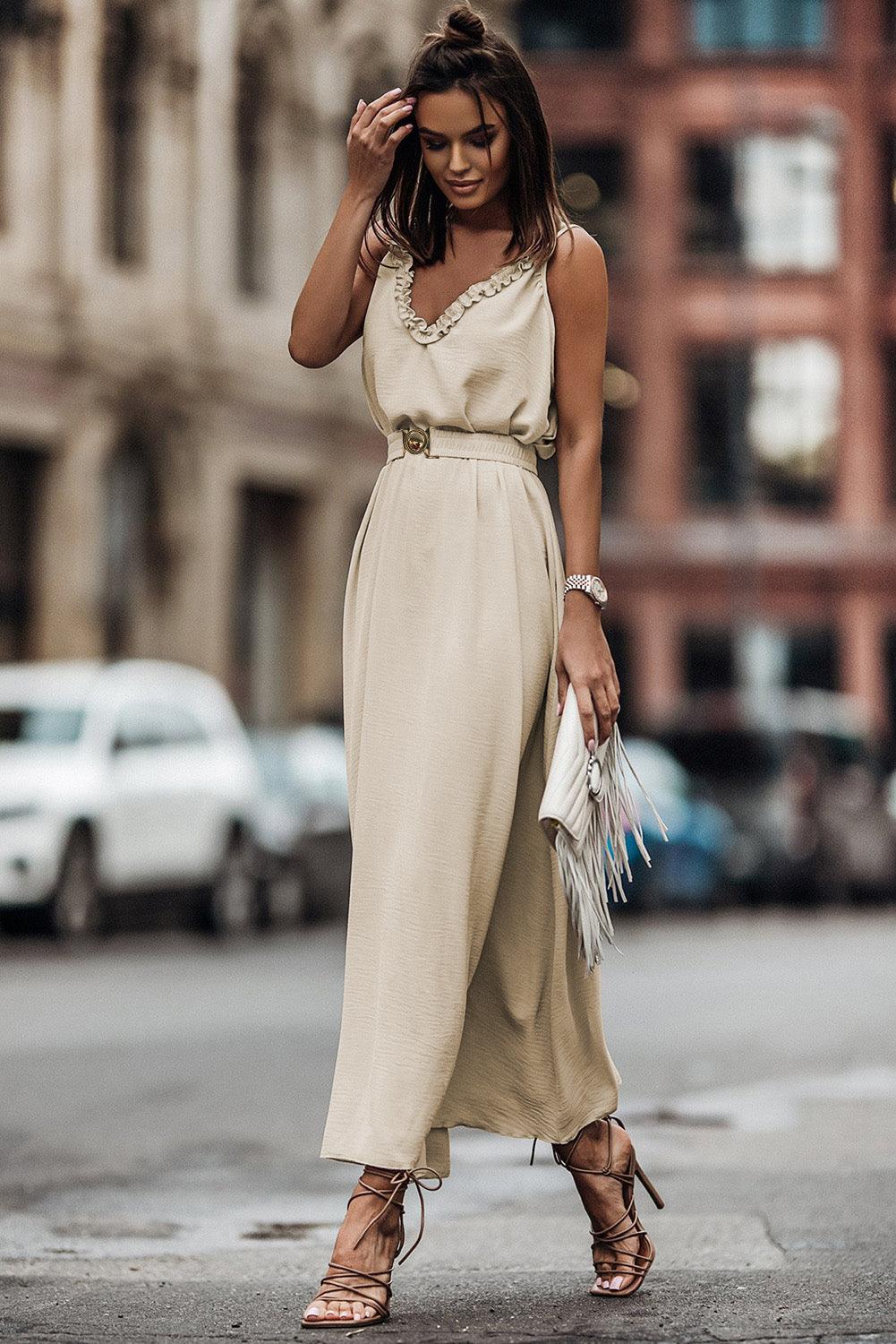 Elegante Maxi-Jurk met Ceintuur - Maxi Dresses - Jurkjes.co