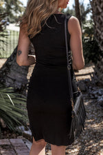 Elegante Midi Jurk met Split en Ruches - Midi Dresses - Jurkjes.co