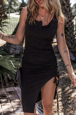 Elegante Midi Jurk met Split en Ruches - Midi Dresses - Jurkjes.co