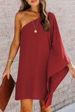 Elegante One Shoulder Batwing Mini Jurk - Mini Dresses - Jurkjes.co