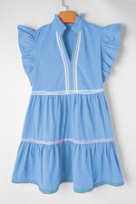 Elegante Ric Rac Jurk met V-Hals en Vlindermouwen - Mini Dresses - Jurkjes.co