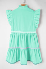 Elegante Ric Rac Jurk met V-Hals en Vlindermouwen - Mini Dresses - Jurkjes.co