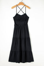 Elegante Rugloze Maxi Jurk met Gelaagde Rok - Maxi Dresses - Jurkjes.co