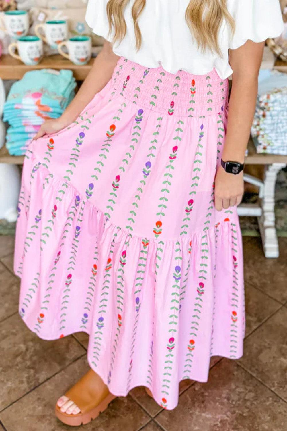 Elegante Smocked Gelaagde Maxi Rok - Skirts & Petticoat - Jurkjes.co