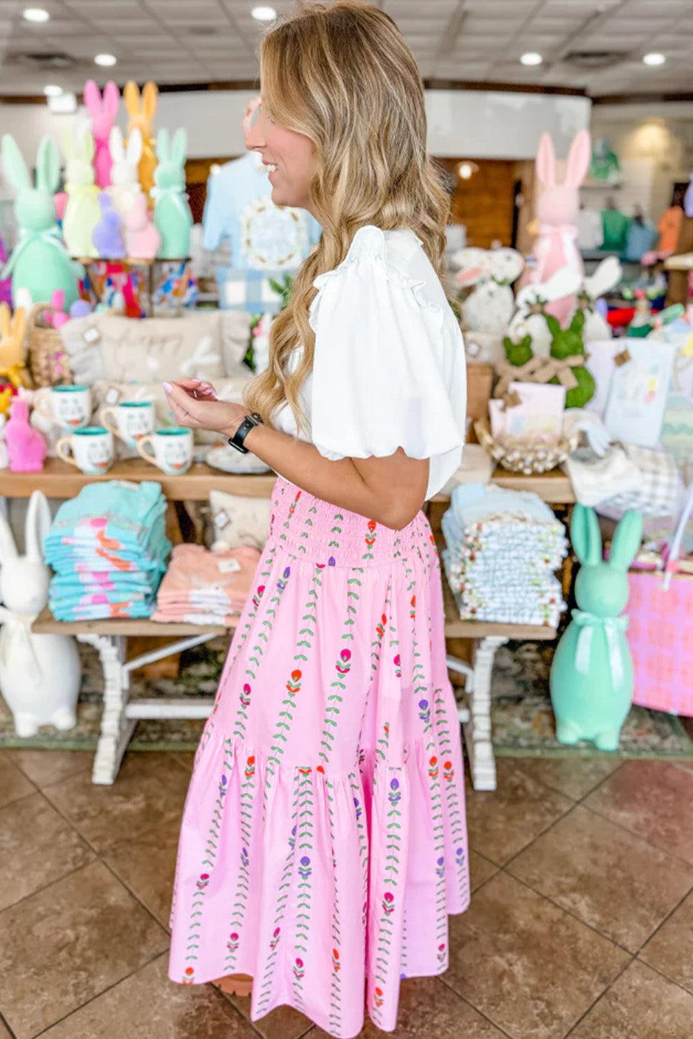 Elegante Smocked Gelaagde Maxi Rok - Skirts & Petticoat - Jurkjes.co