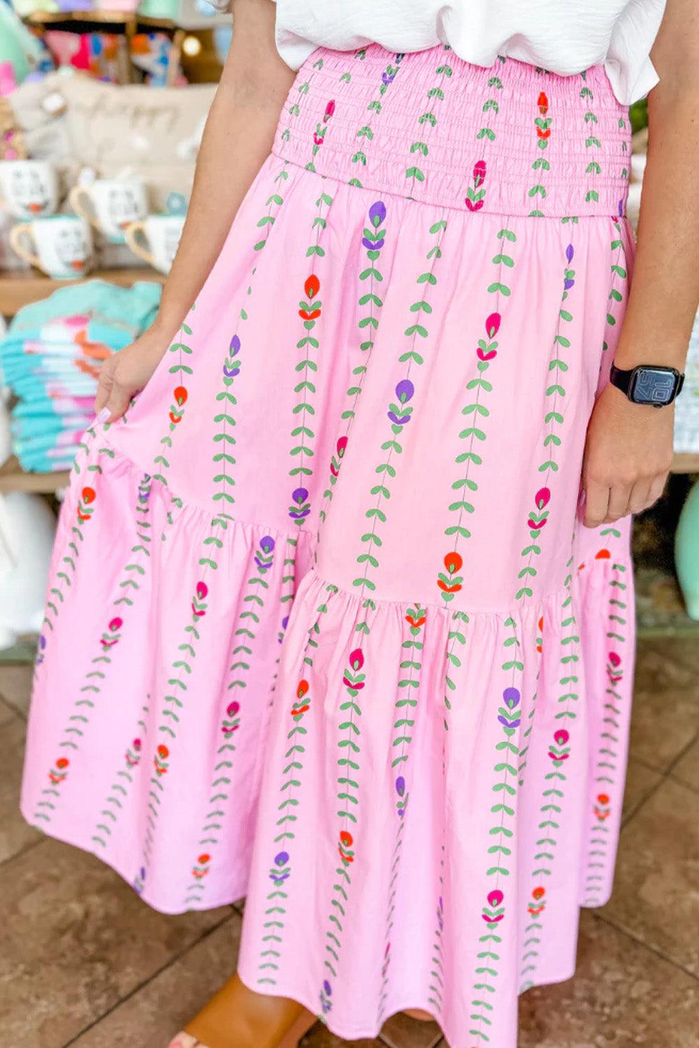 Elegante Smocked Gelaagde Maxi Rok - Skirts & Petticoat - Jurkjes.co