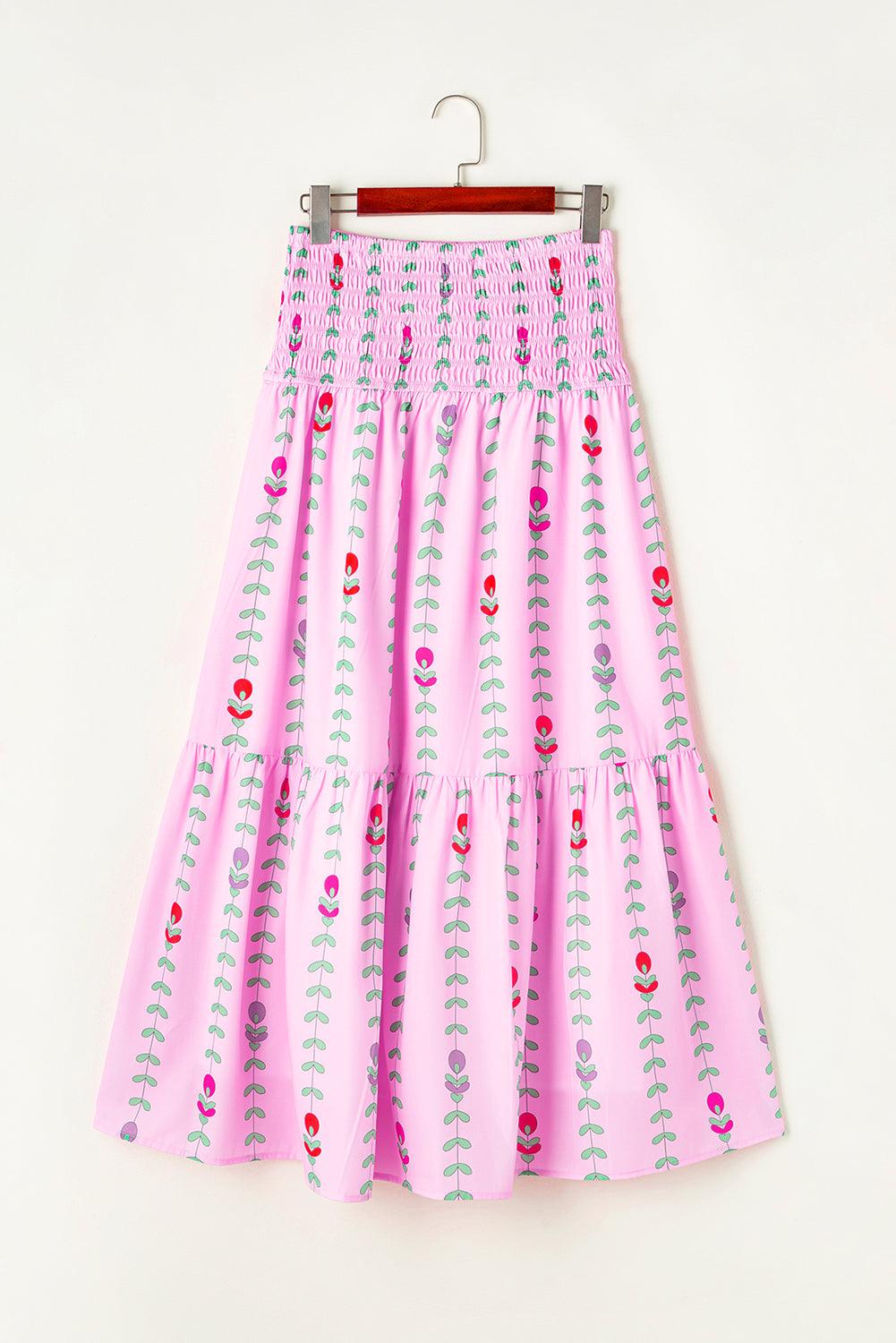 Elegante Smocked Gelaagde Maxi Rok - Skirts & Petticoat - Jurkjes.co