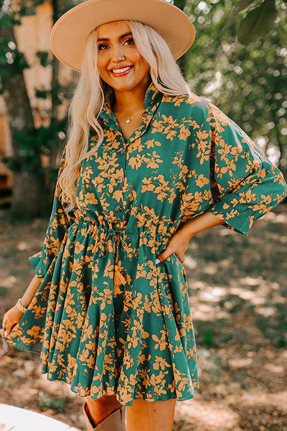 Elegante Tuniek Jurk met Bloemenprint - Mini Dresses - Jurkjes.co