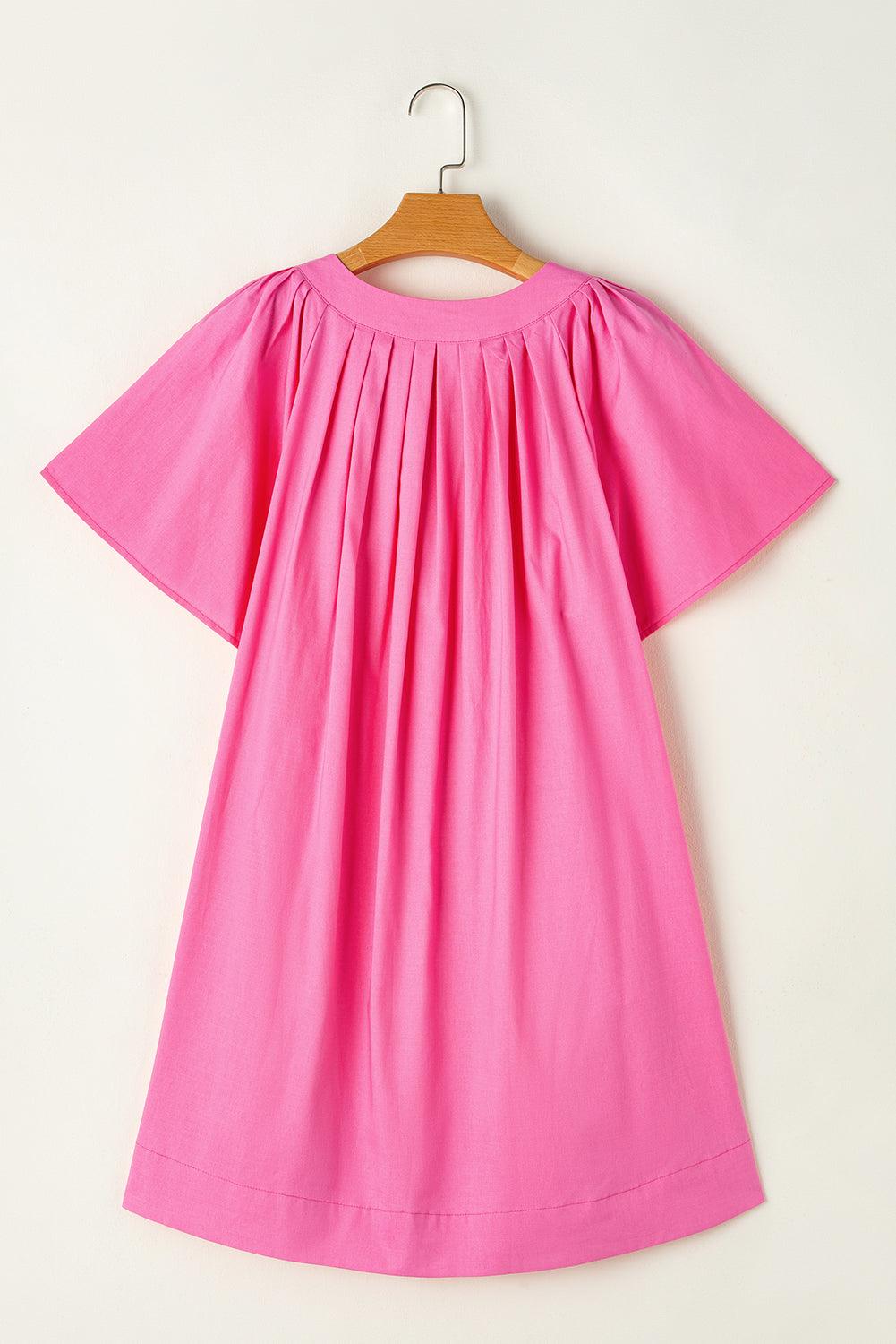 Elegante V-Hals Jurk met Korte Vlindermouwen - Mini Dresses - Jurkjes.co