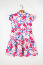 Elegante V-Hals Jurk met Ric Rac en Vlindermouwen - Floral Dresses - Jurkjes.co