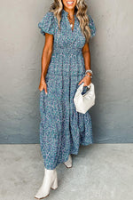 Elegante V-hals Maxi Jurk met Bloemenprint - Maxi Dresses - Jurkjes.co