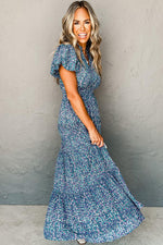 Elegante V-hals Maxi Jurk met Bloemenprint - Maxi Dresses - Jurkjes.co