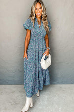 Elegante V-hals Maxi Jurk met Bloemenprint - Maxi Dresses - Jurkjes.co