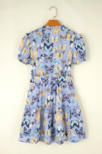 Elegante Vlinderprint Jurk met Pofmouwen - Mini Dresses - Jurkjes.co