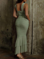 Fishtail Jurk met V-hals en Plooirok - Maxi Dresses - Jurkjes.co