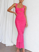 Fishtail Jurk met V-hals en Plooirok - Maxi Dresses - Jurkjes.co